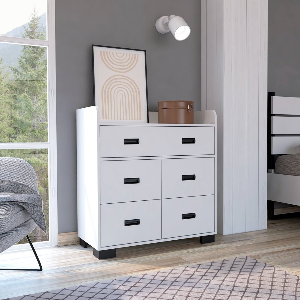 Alyn White Dresser: 4 Drawers, Double, Superior Top