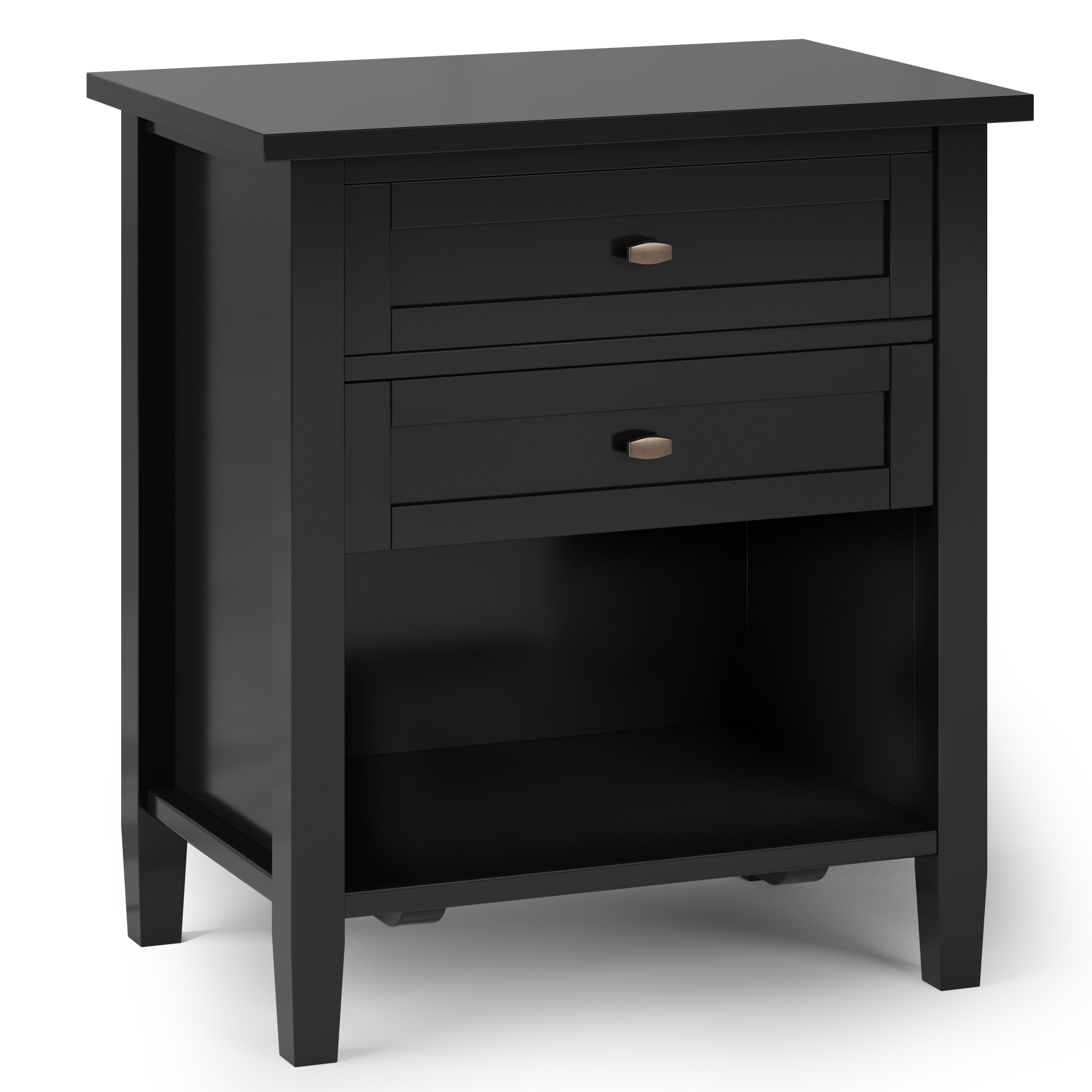 Warm Shaker Solid Wood 24 inch Wide Transitional Nightstand in Black.