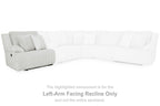 Left-arm facing sectional with chaise in light gray ribbed upholstery