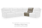 Armless chair component with pebble upholstery, highlighted on a sectional