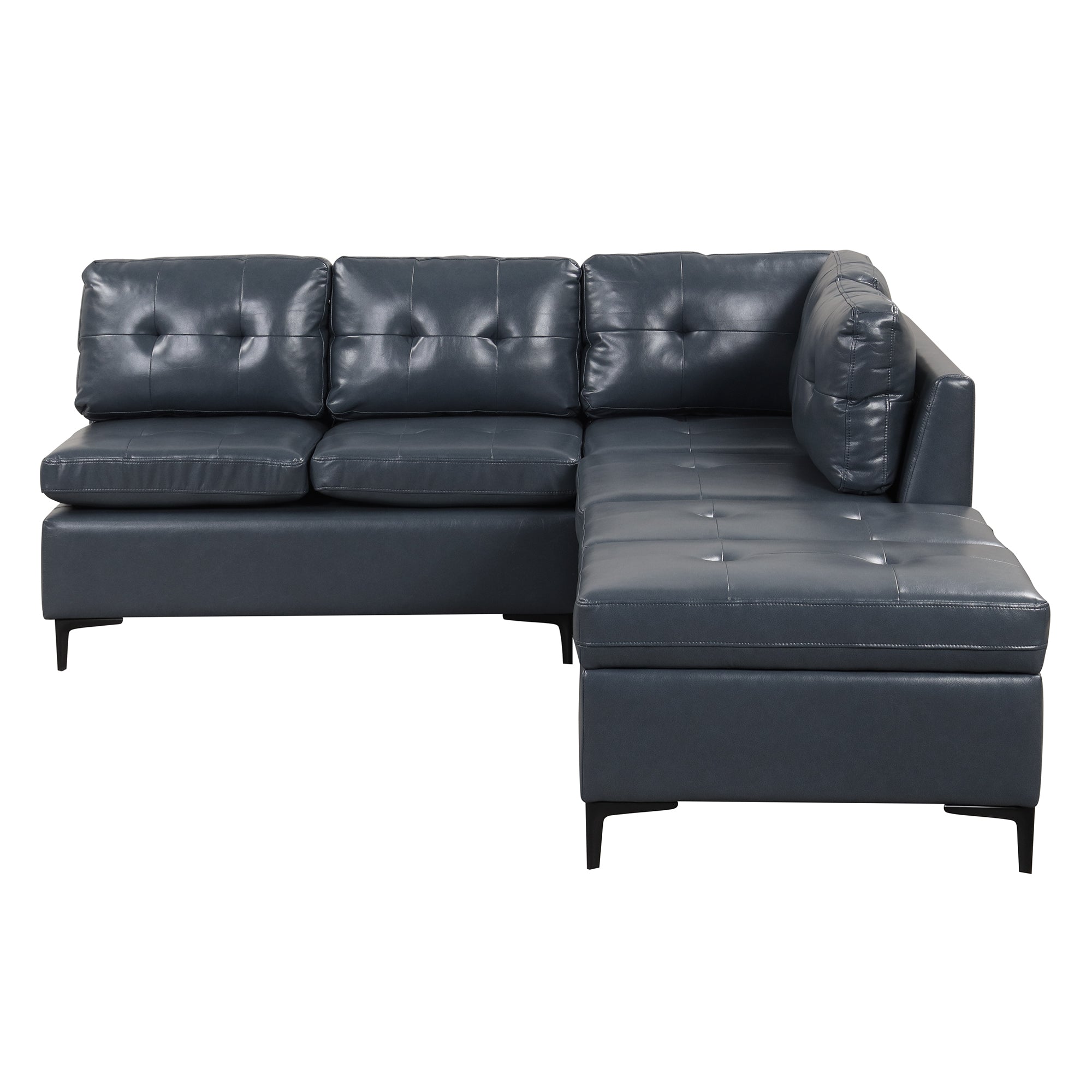 94.88" Dark Gray L-Shaped Sectional Sofa with Storage Ottomans, PU Leather Living Room Couch-American Furniture Outlet -American Furniture Outlet