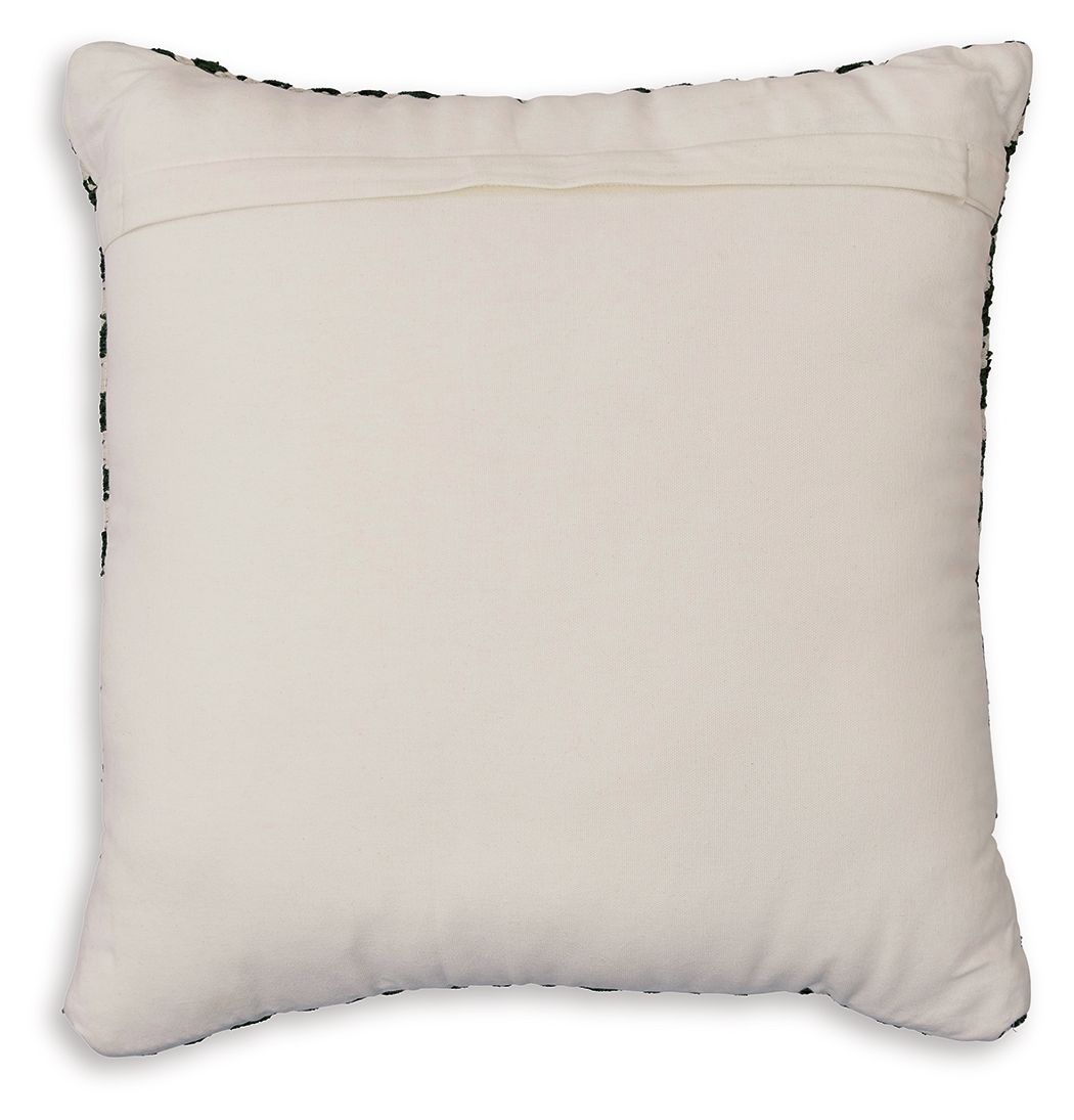 Digover cream square pillow with dark green patterned trim