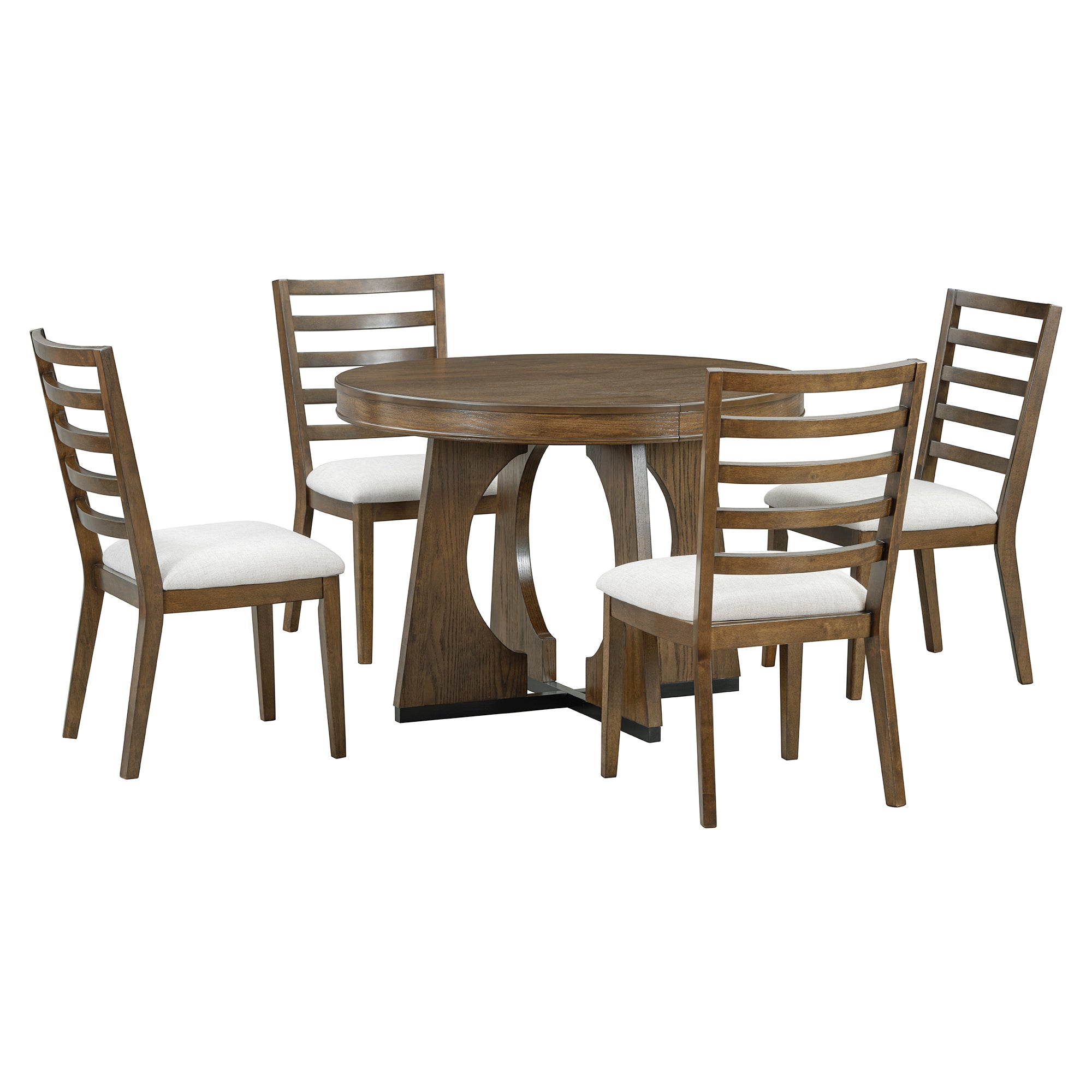 5-Pc Retro Rustic Dining Set (Walnut)