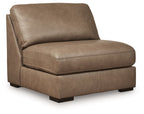 Sahara armless lounge chair with padded seat and low back, dark taupe upholstery