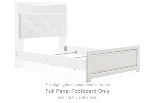 White full panel bed footboard with paneled design and button tufting