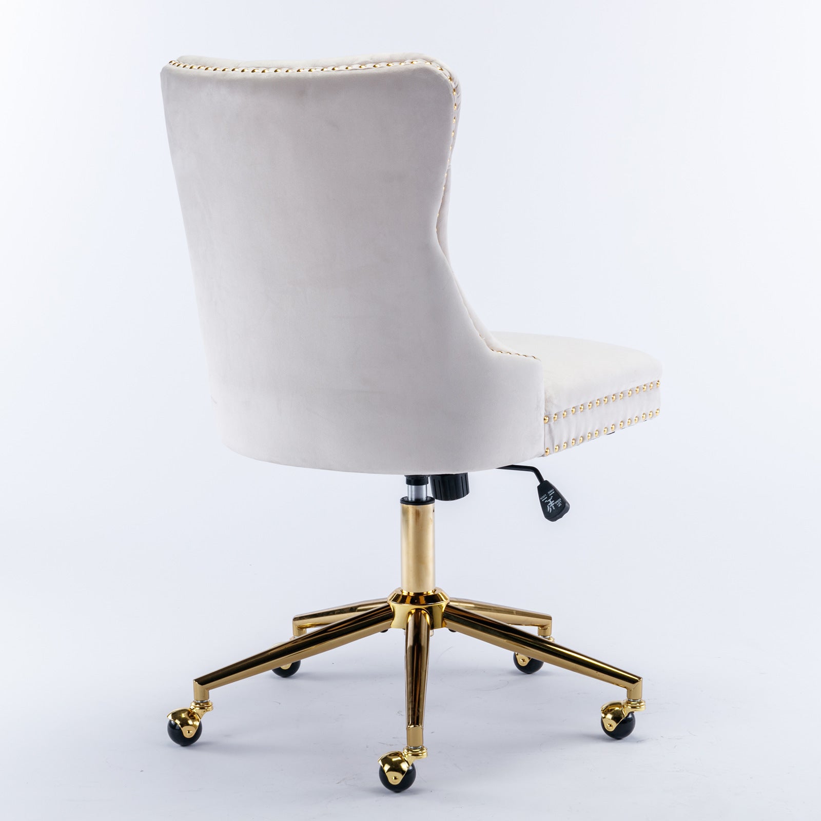 Velvet Tufted Office Chair w/ Gold Base- Beige