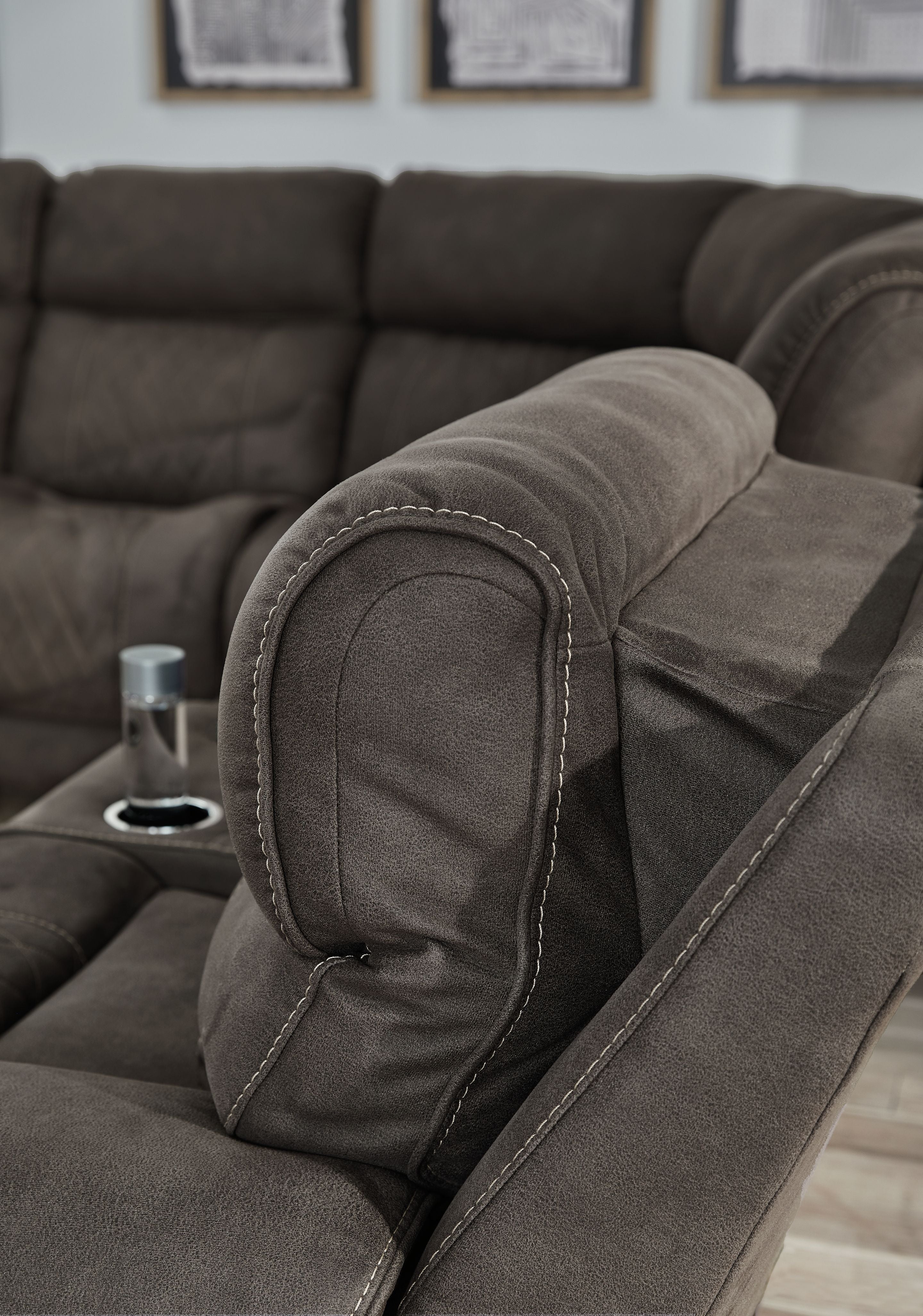Hoopster Gunmetal Gray Zero Wall Power Recliner Sectional-Reclining Sectionals-American Furniture Outlet