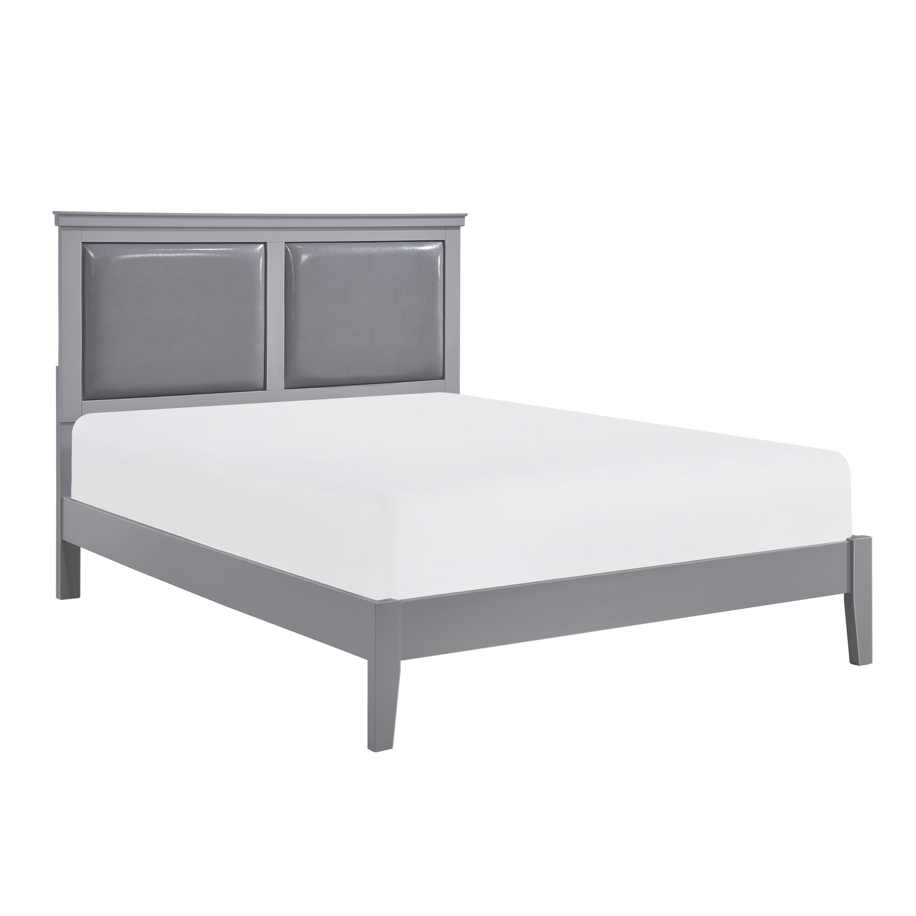 Classic Gray Eastern King Upholstered Panel Bed Wooden