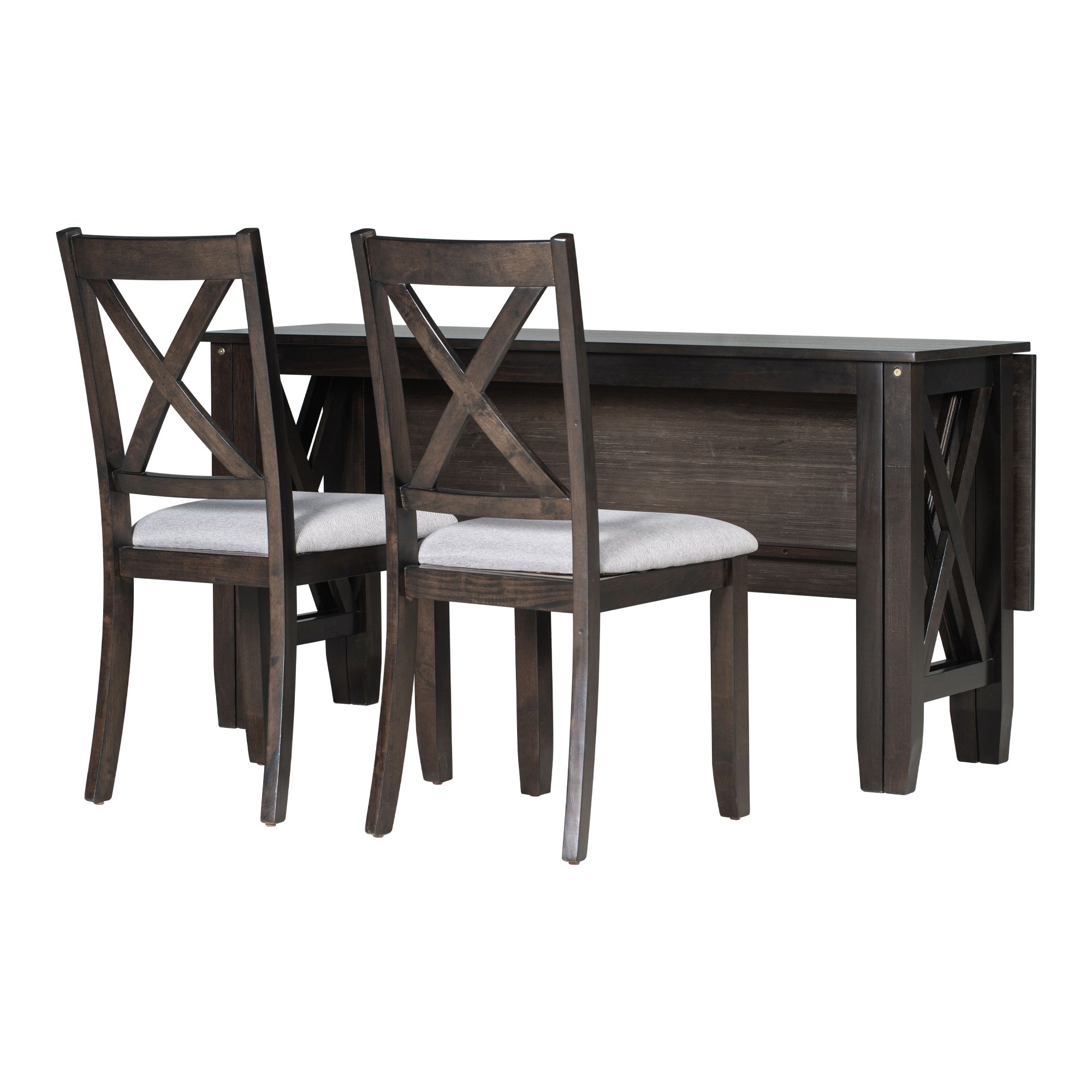 6-Pc Dining Set, Foldable Table & Bench (Espresso)
