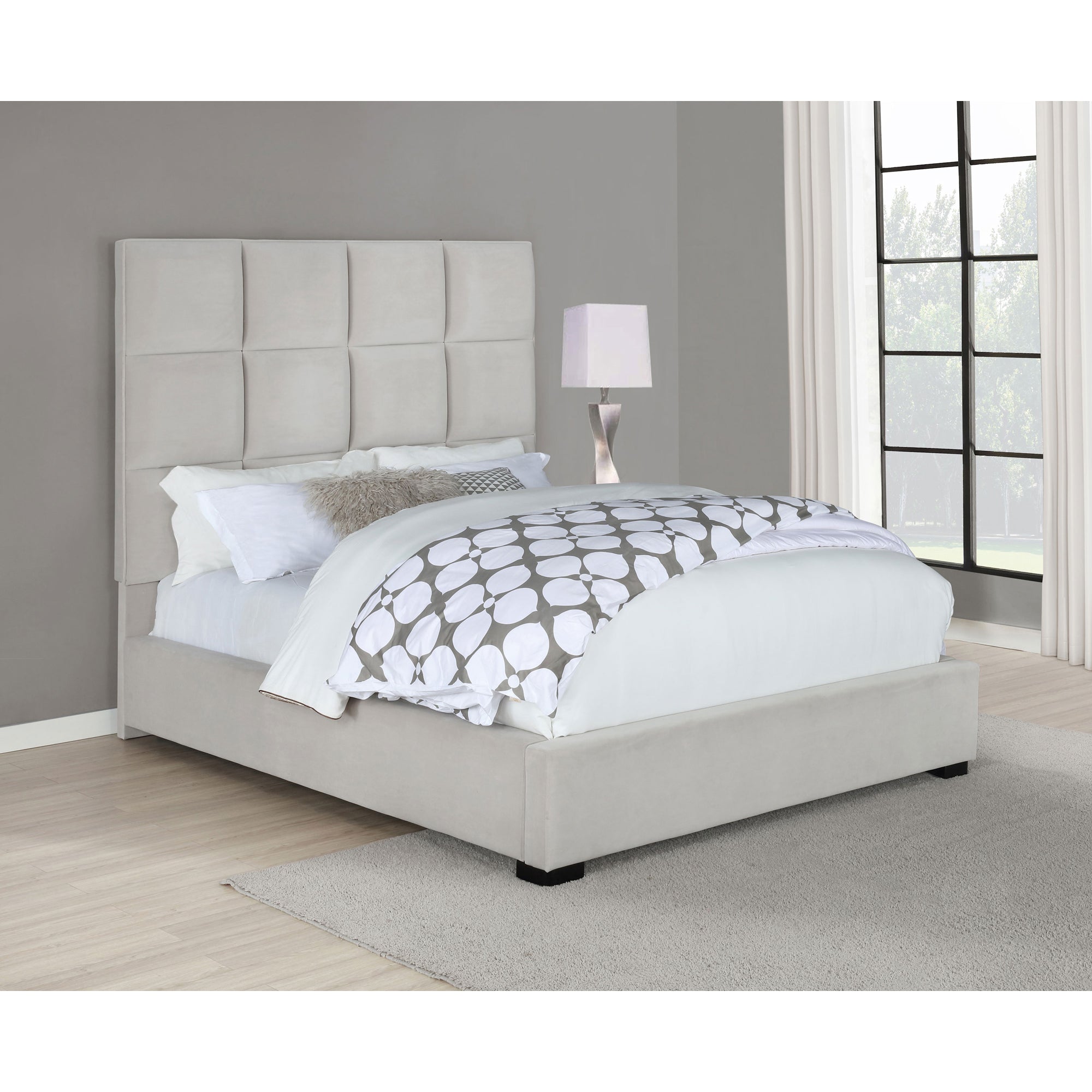 Frances Beige Tufted Queen Panel Bed - Upholstered Elegance