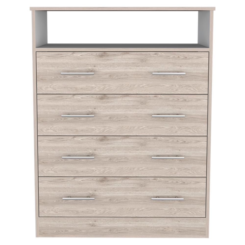 Wuju 4-Drawer Dresser - Light Gray/White Bedroom Storage