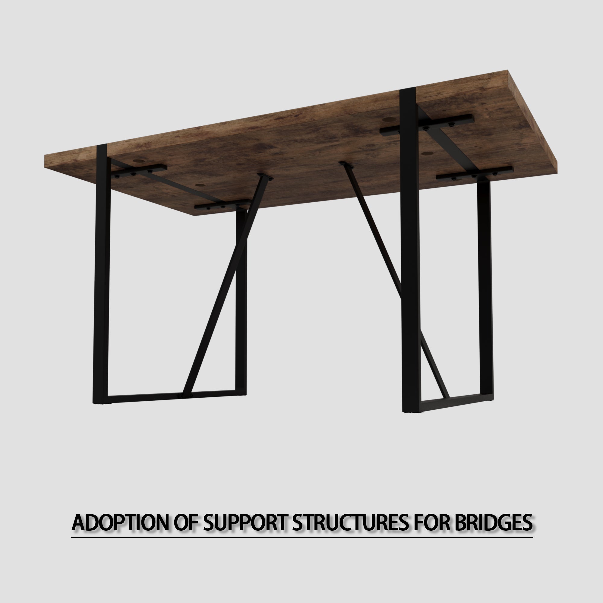 Rustic Industrial Dining Table Set - 55" w/ 4 Chairs