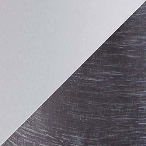 Close-up of gray poly lamp base texture and white fabric drum shade edge