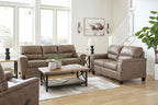 Fossil brown fabric sofa and recliner set with tufted backs
