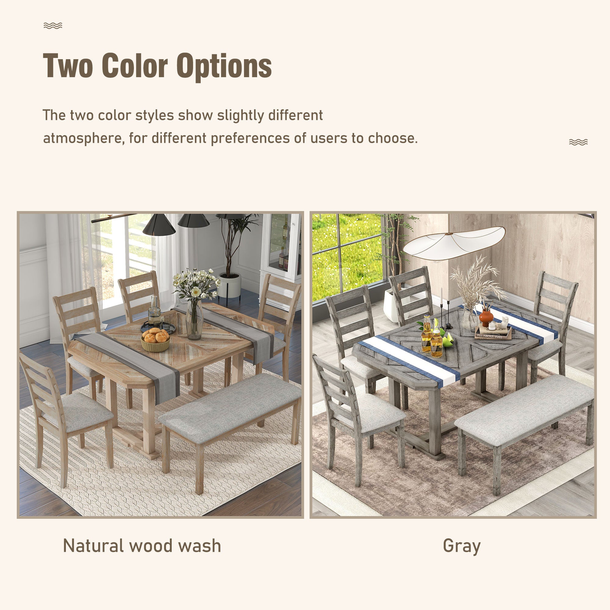6-Piece Rubber Wood Dining Set