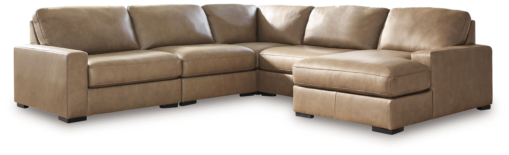 Sahara sectional sofa with padded arms, cushioned back, and deep seat