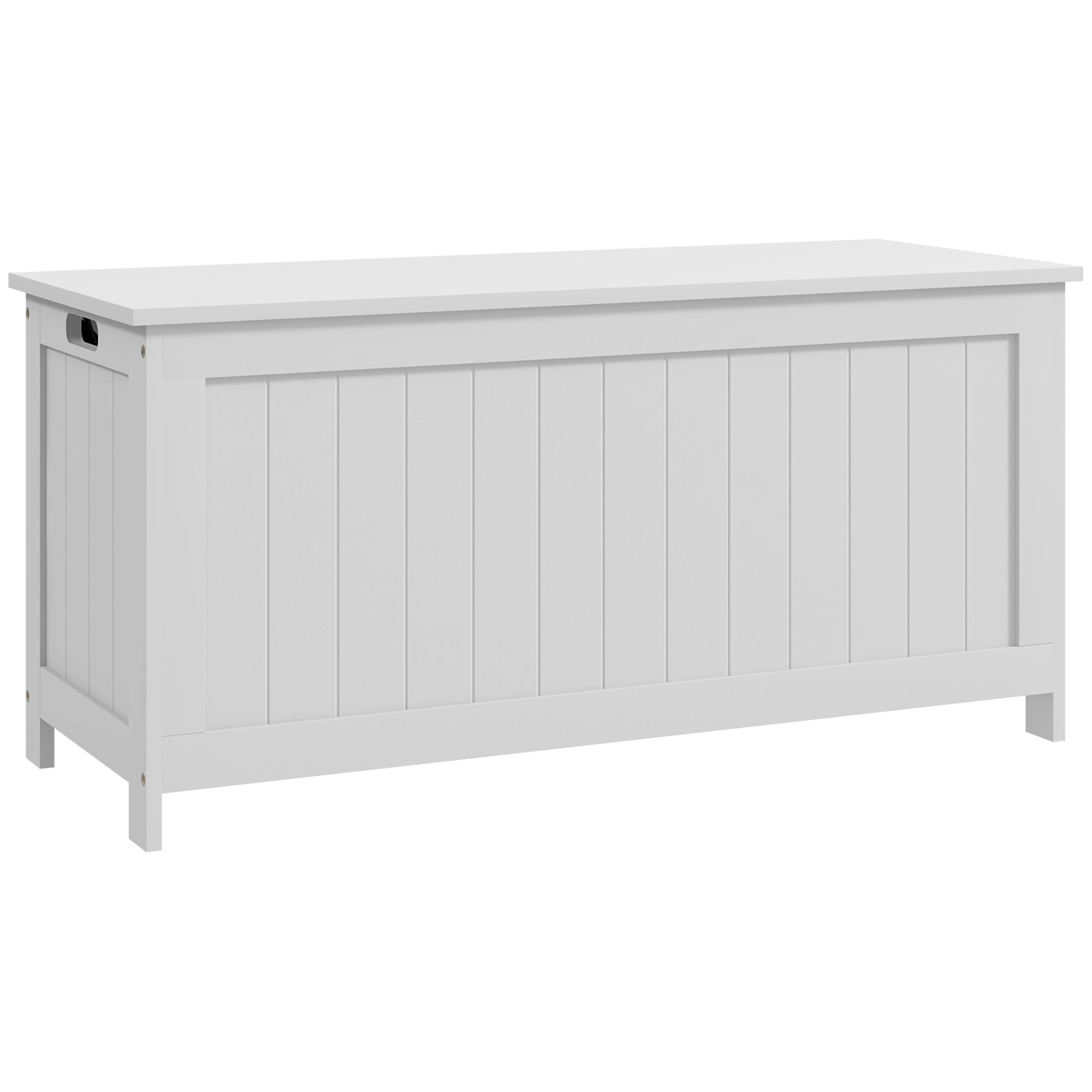 HOMCOM 40" White Wooden Storage Chest w/ Safety Hinges