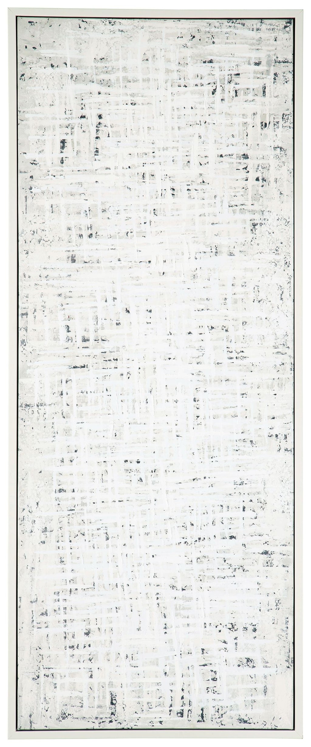 Daxonport wall art, rectangular canvas with light gray speckled texture, in a white frame