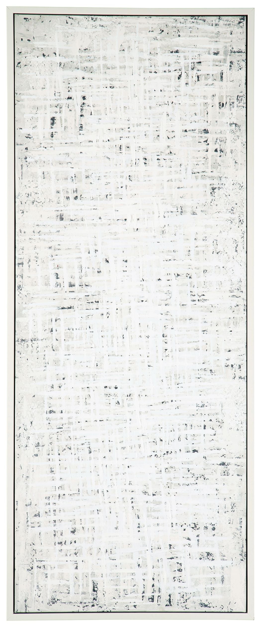 Daxonport wall art, rectangular canvas with light gray speckled texture, in a white frame