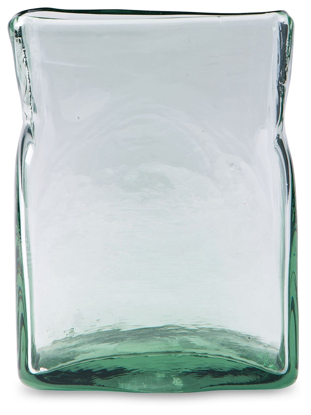 Taylow green-tinted glass vase with square top and rounded base