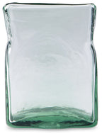Taylow green-tinted glass vase with square top and rounded base
