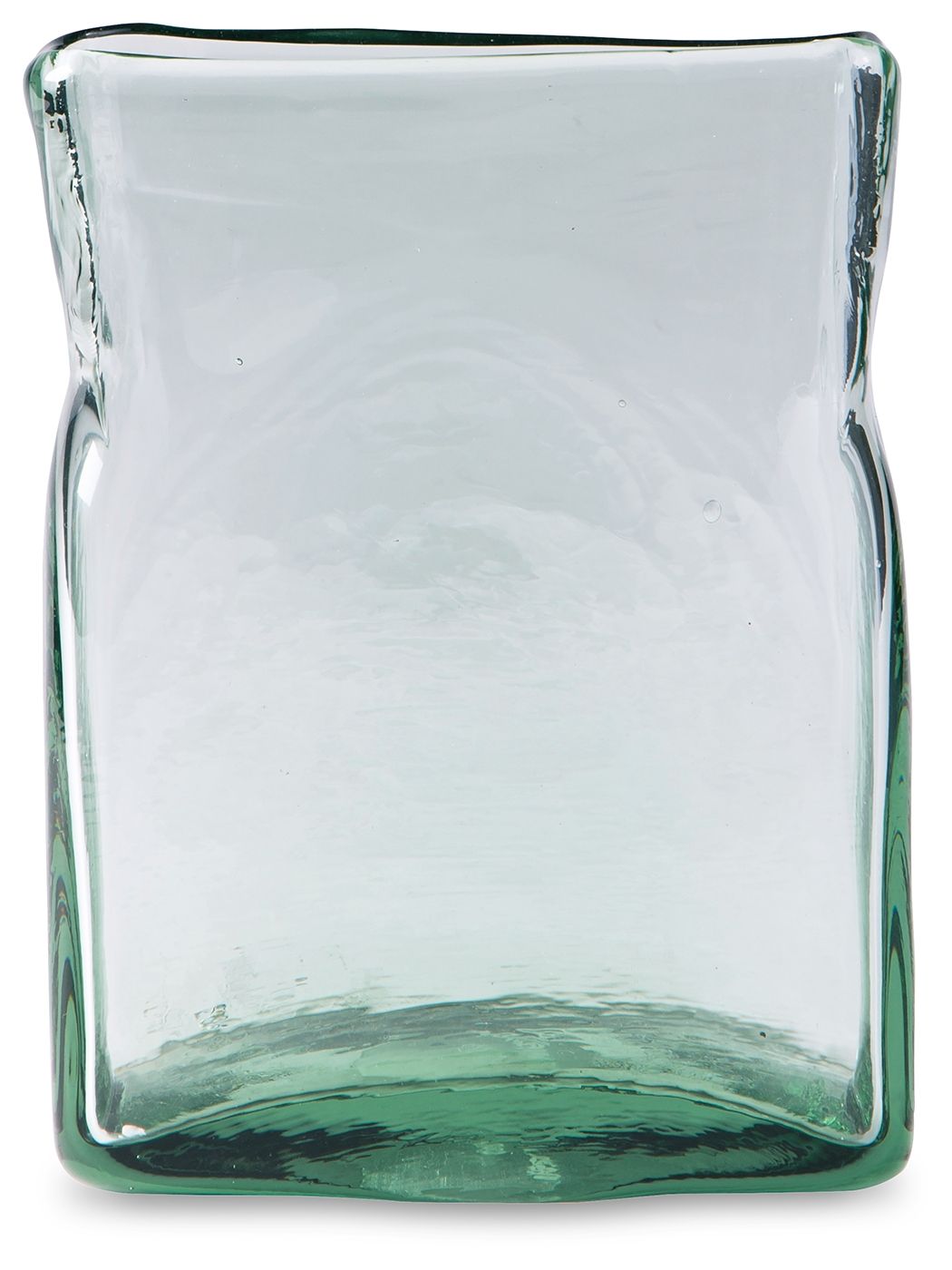 Taylow green-tinted glass vase with square top and rounded base