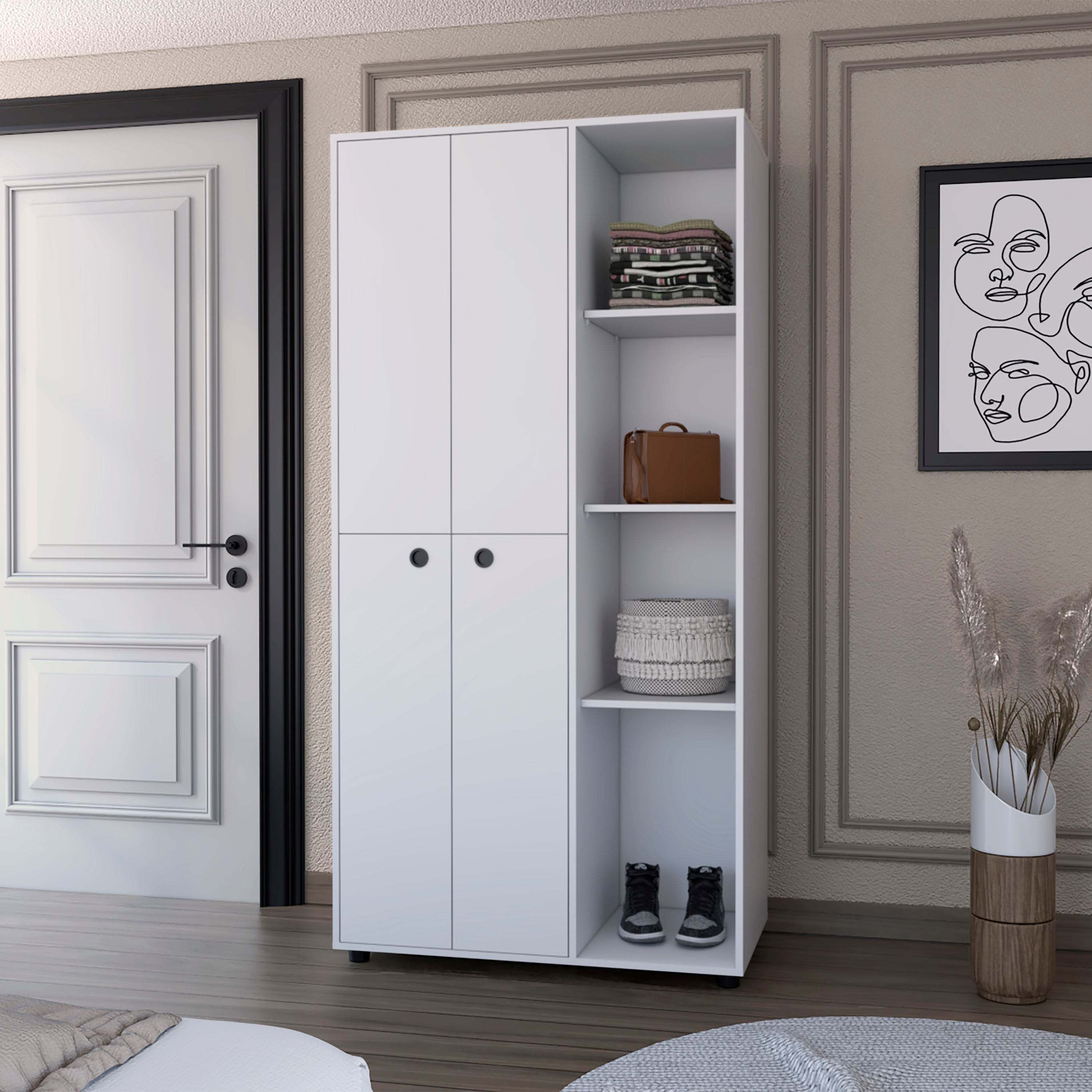 White 1-Drawer Armoire Closet | Wardrobe & Storage Cabinet