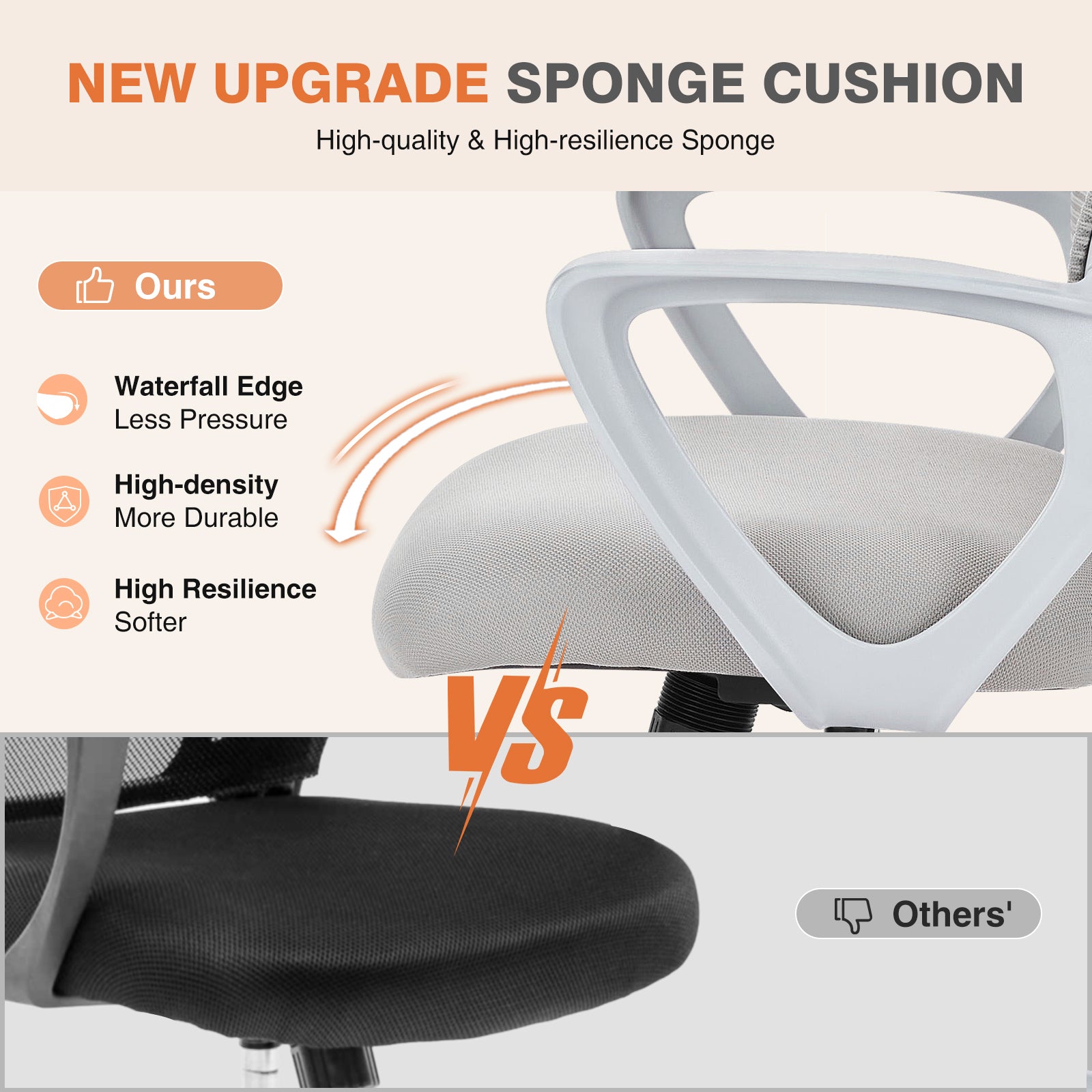 Ergonomic Office Chair Home Desk Mesh Chair with Armrest