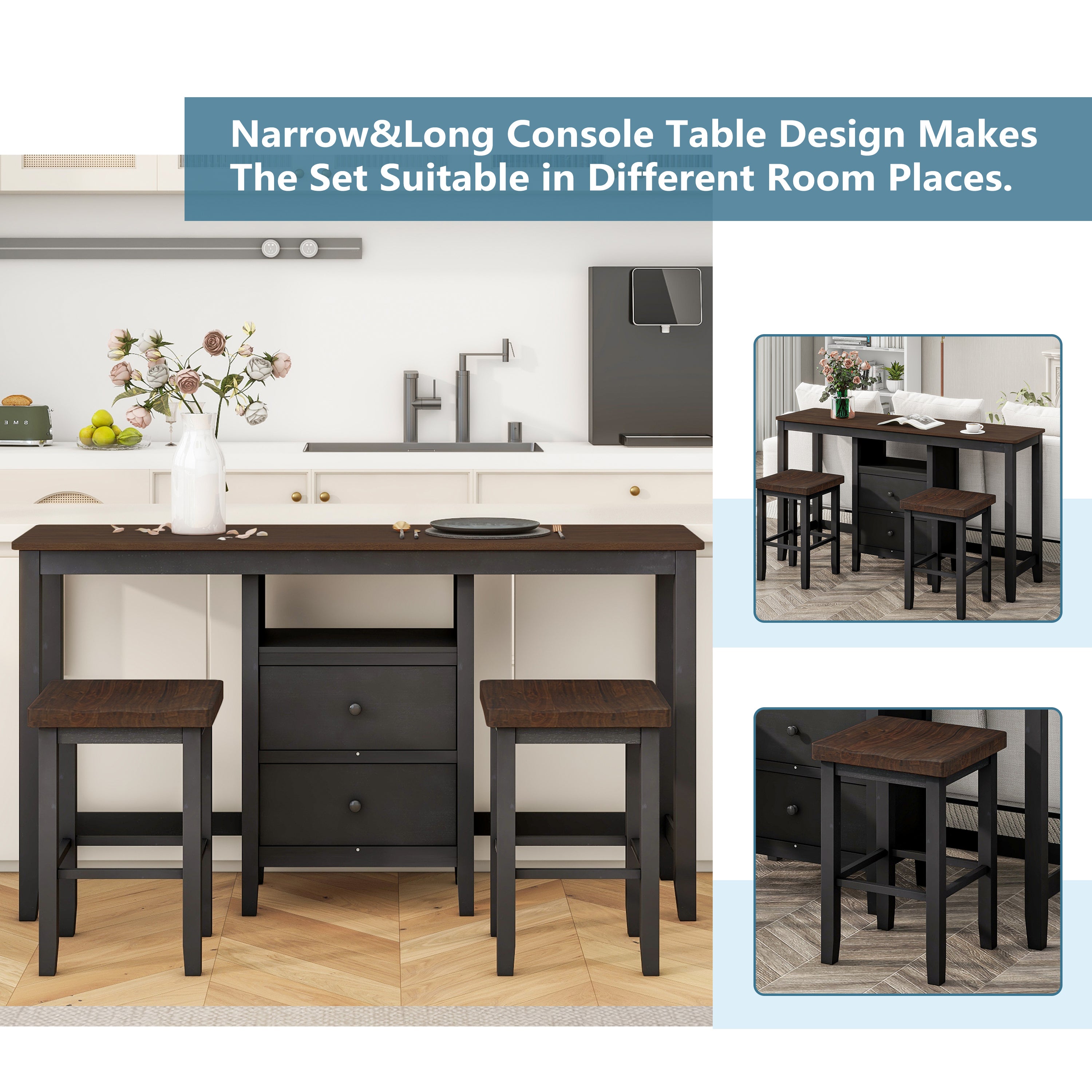 Farmhouse 3-Piece Counter Height Dining Set