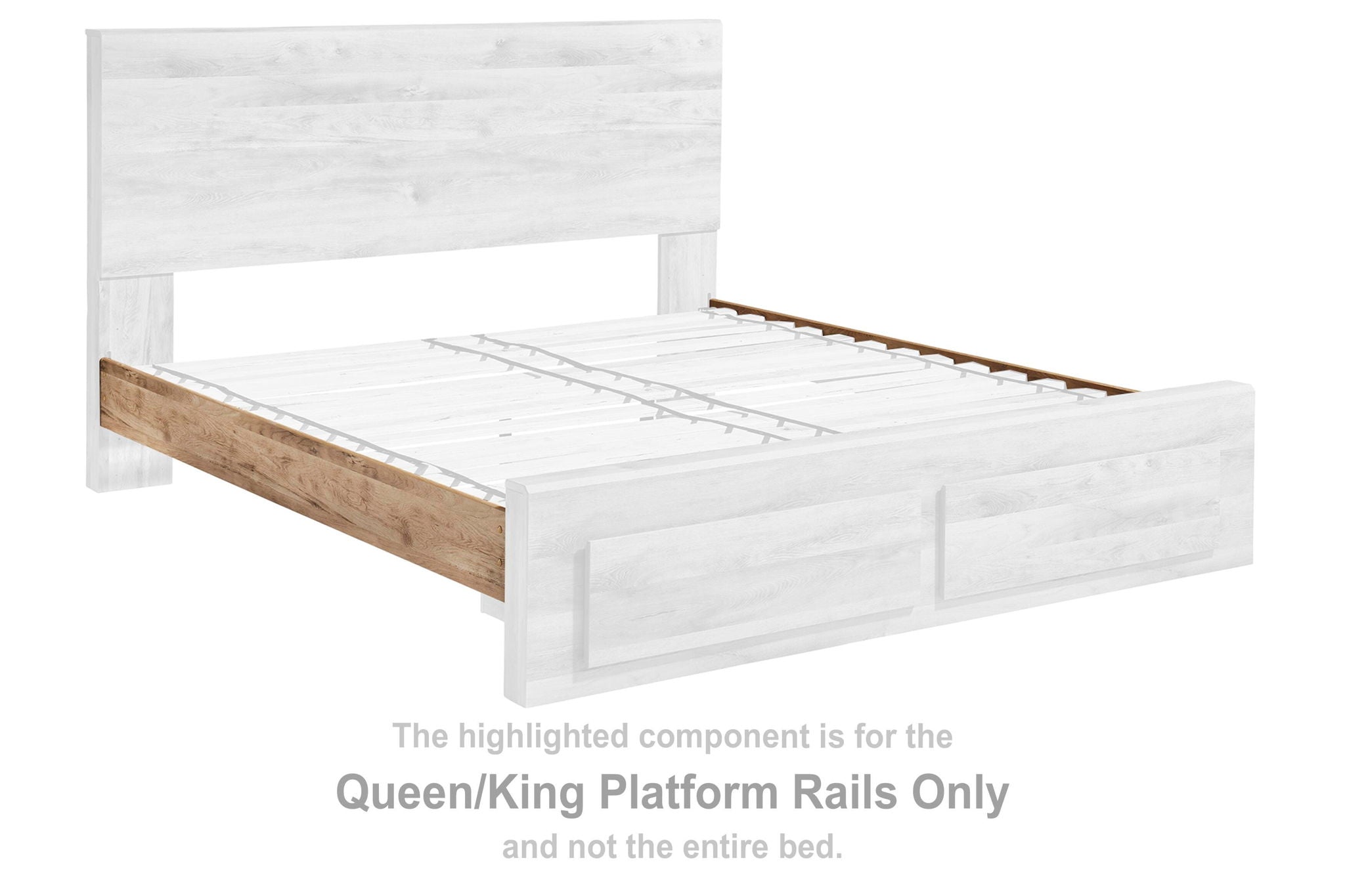Tan brown queen/king platform rails for bed frame