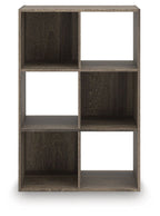 Dark brown cube organizer with open square cubbies, front view