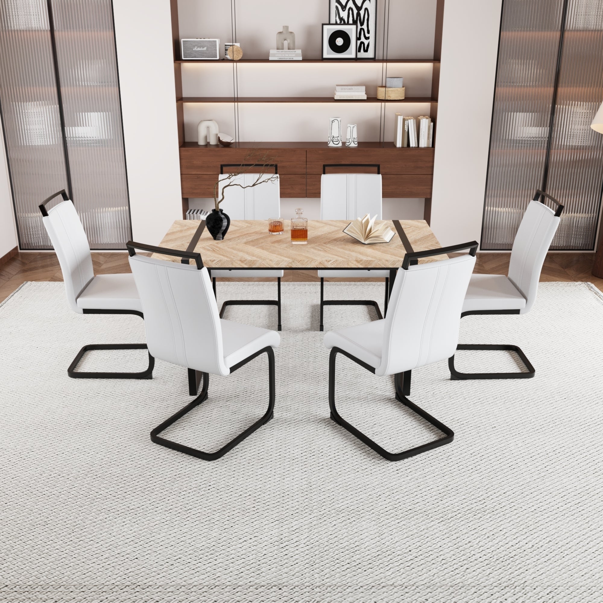 59" Rustic Industrial Dining Table Set for 6