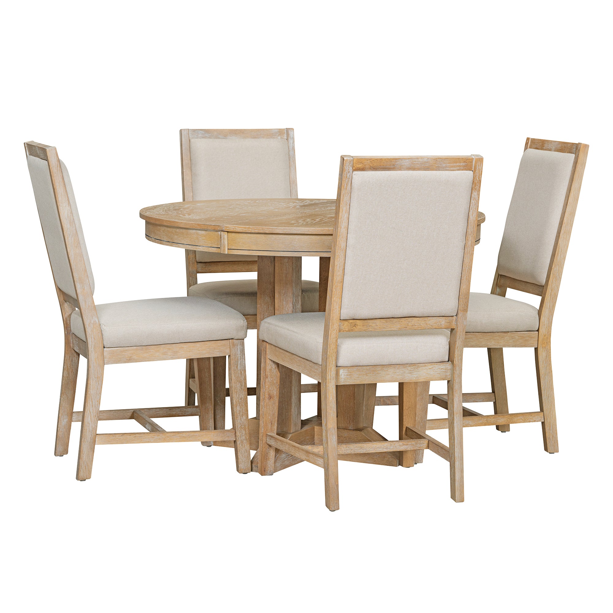 5-Piece Round Dining Set w/ 4 Chairs