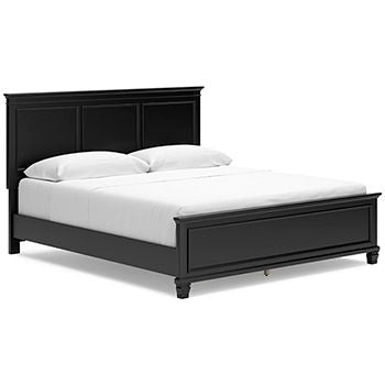 Black California king bed frame panel rails and headboard