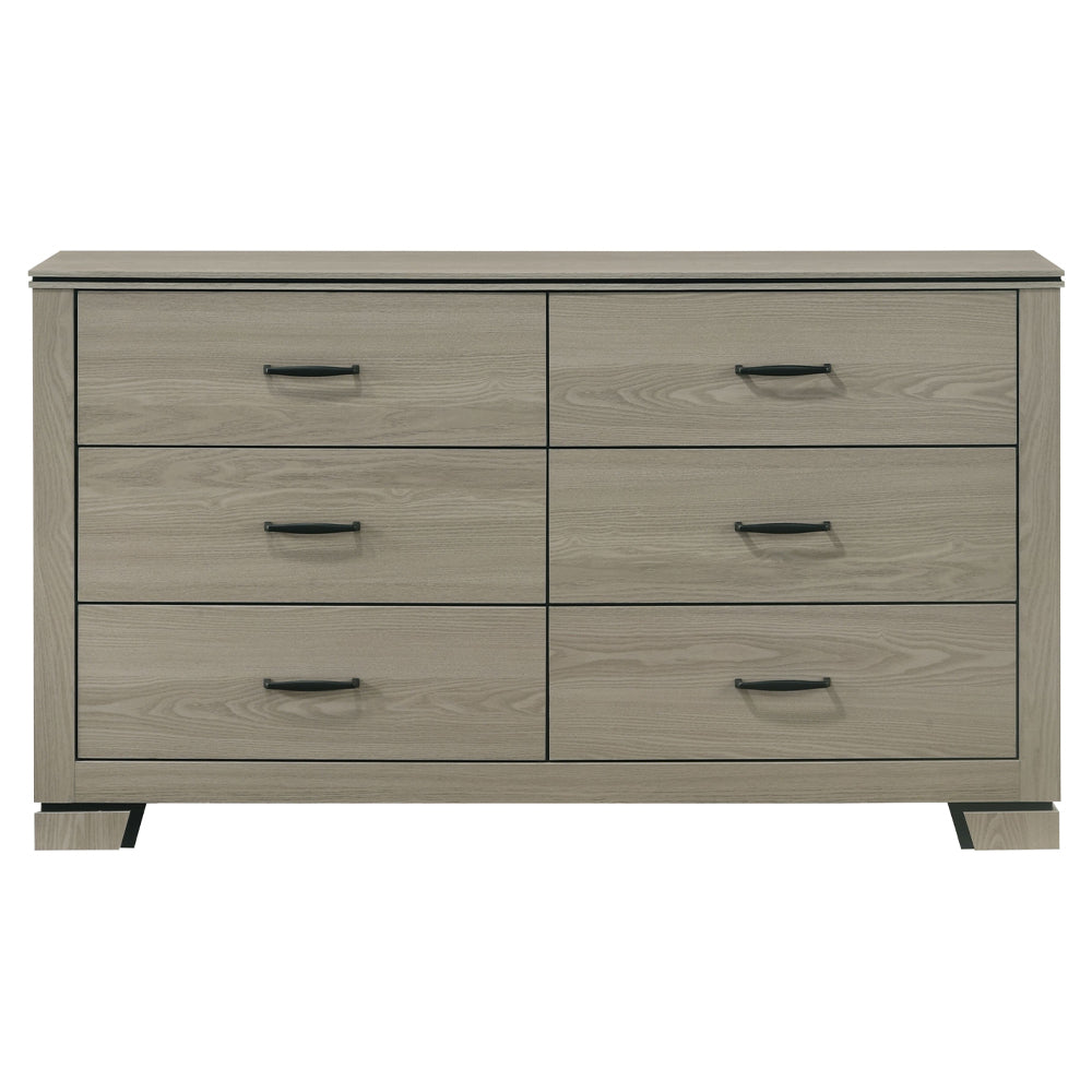 Modern Gray Wood 6-Drawer Dresser for Bedroom Storage