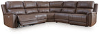 Power reclining sectional sofa, dark espresso brown with padded armrests and recline seats