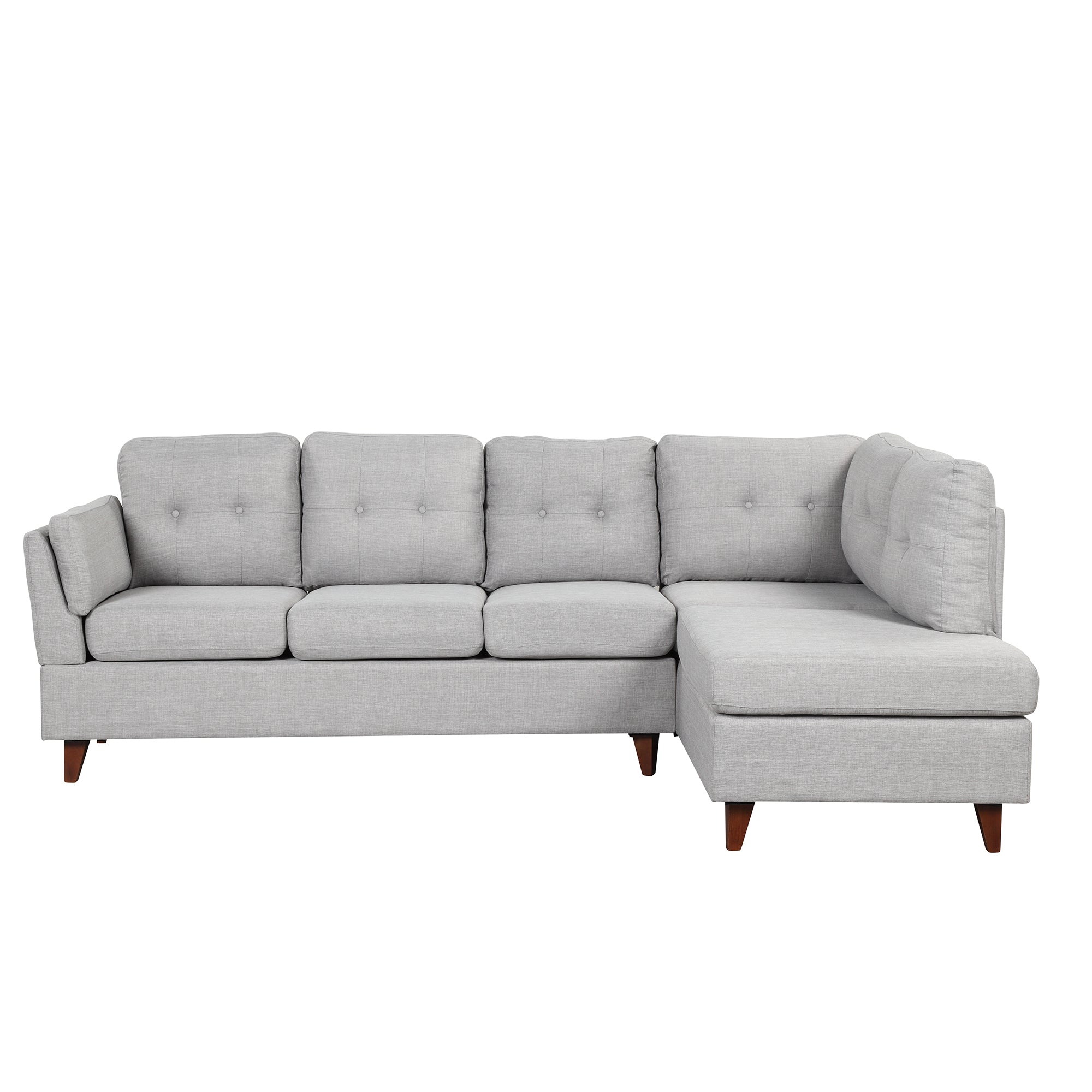 97.2" Modern Gray Linen Fabric L-Shape Sectional Sofa with Chaise Lounge and Lumbar Pad-American Furniture Outlet -American Furniture Outlet