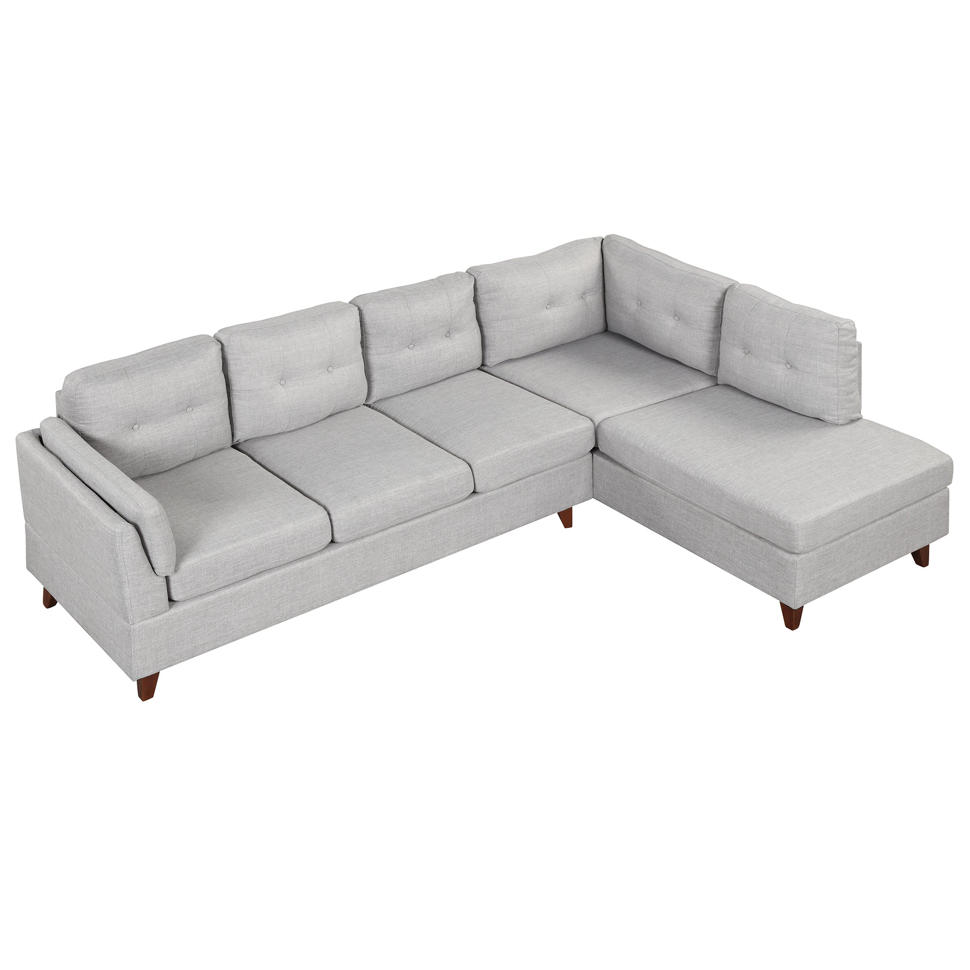 97.2" Modern Gray Linen Fabric L-Shape Sectional Sofa with Chaise Lounge and Lumbar Pad-American Furniture Outlet -American Furniture Outlet