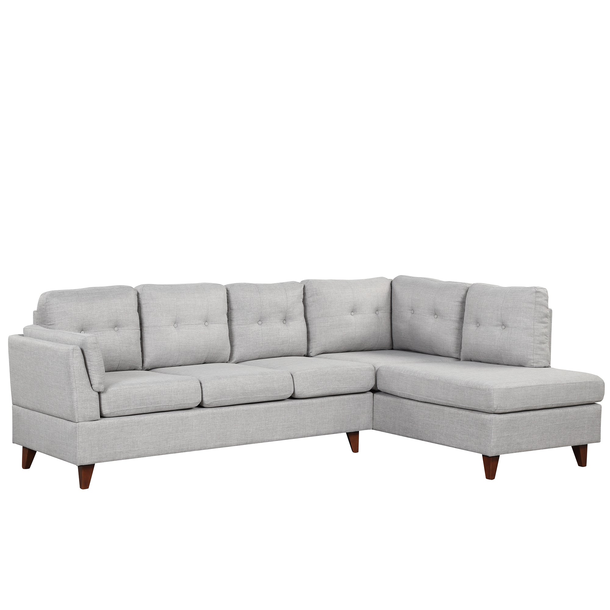 97.2" Modern Gray Linen Fabric L-Shape Sectional Sofa with Chaise Lounge and Lumbar Pad-American Furniture Outlet -American Furniture Outlet