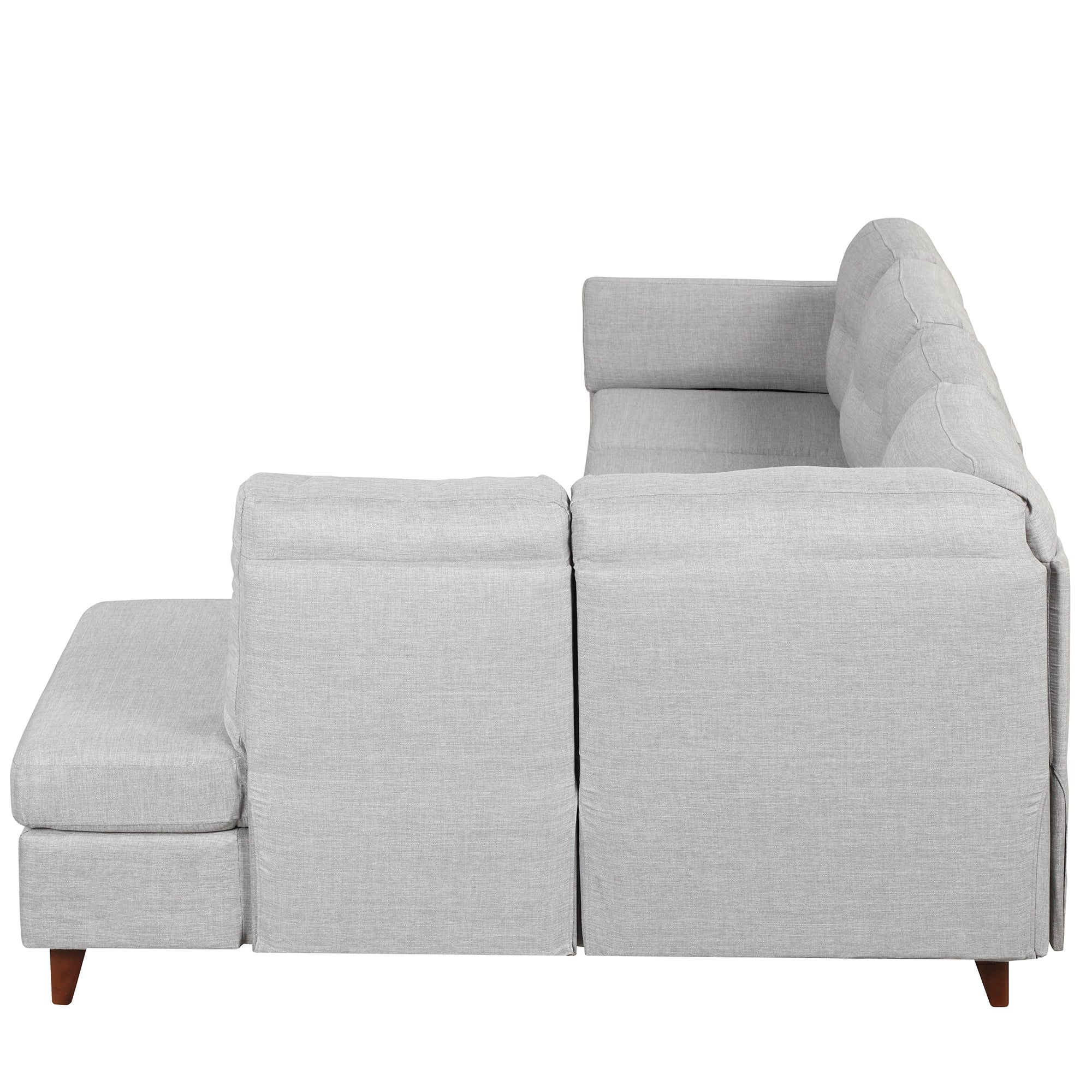 97.2" Modern Gray Linen Fabric L-Shape Sectional Sofa with Chaise Lounge and Lumbar Pad-American Furniture Outlet -American Furniture Outlet