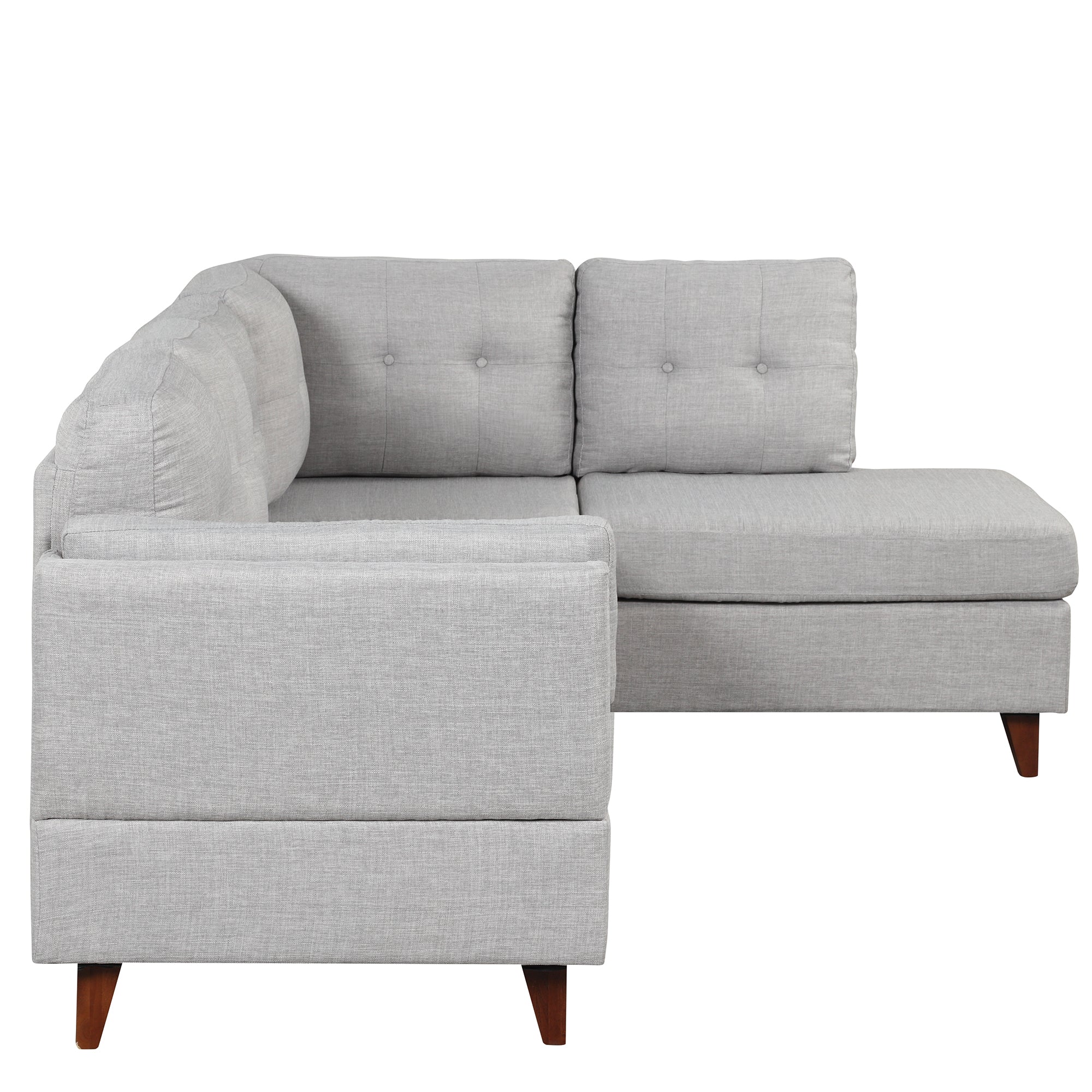 97.2" Modern Gray Linen Fabric L-Shape Sectional Sofa with Chaise Lounge and Lumbar Pad-American Furniture Outlet -American Furniture Outlet