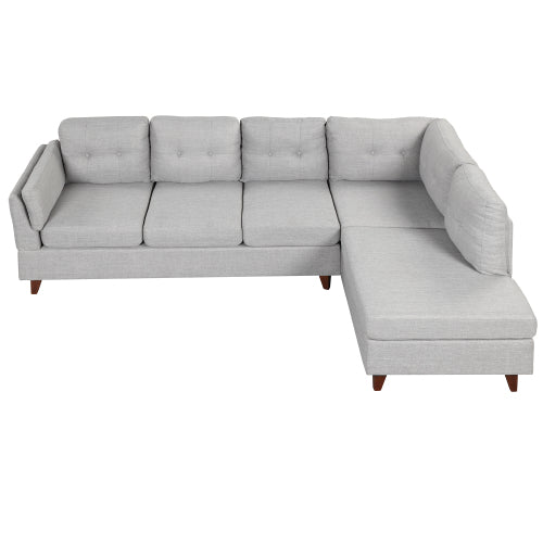 97.2" Modern Gray Linen Fabric L-Shape Sectional Sofa with Chaise Lounge and Lumbar Pad-American Furniture Outlet -American Furniture Outlet