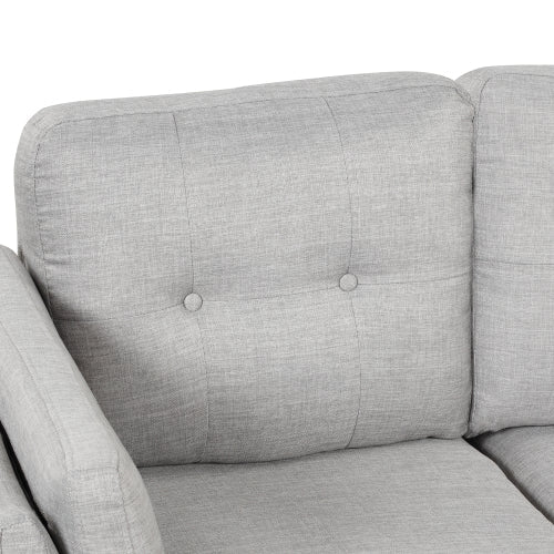 97.2" Modern Gray Linen Fabric L-Shape Sectional Sofa with Chaise Lounge and Lumbar Pad-American Furniture Outlet -American Furniture Outlet