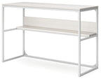 White 48-inch home office desk with lower shelf and rectangular leg frame