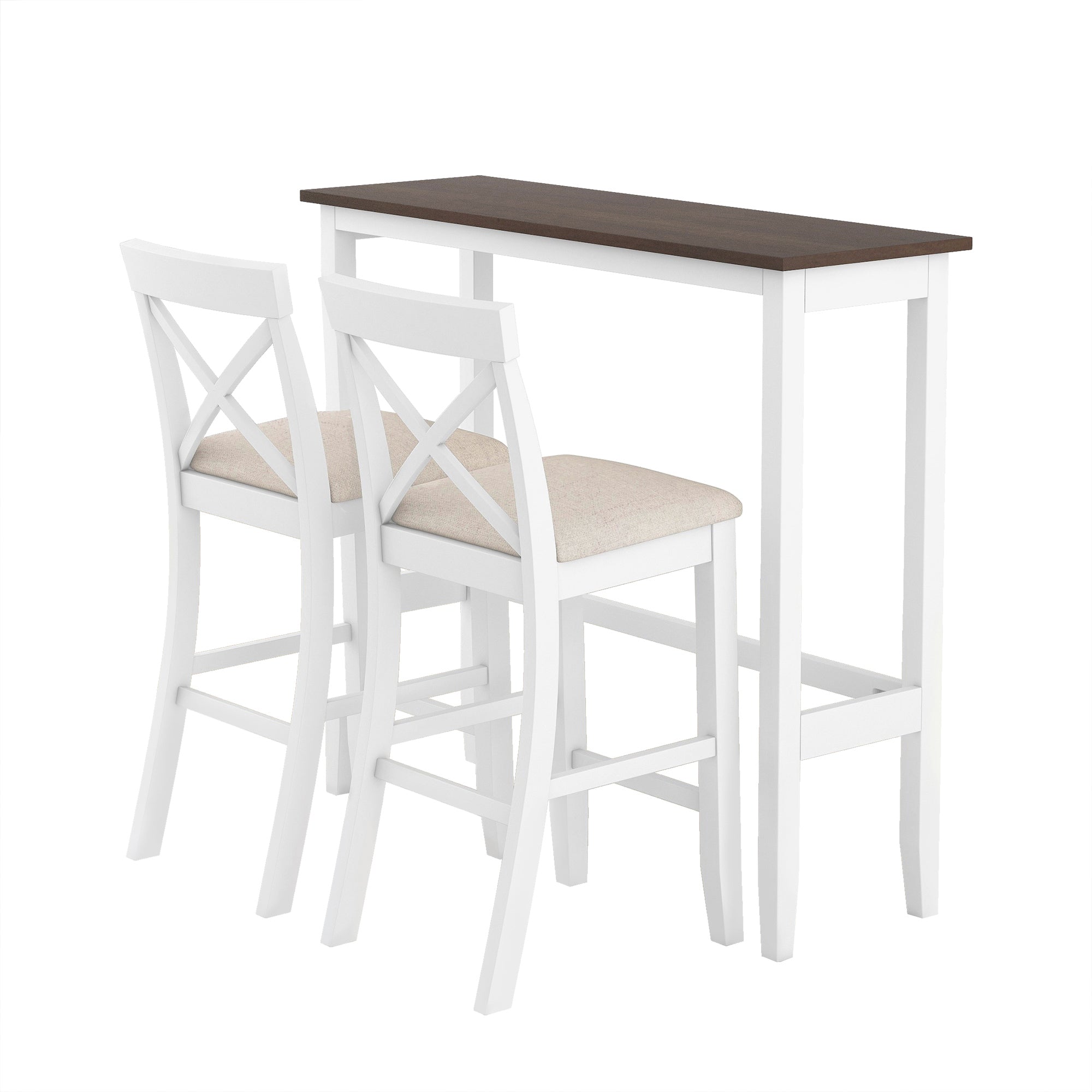 Farmhouse 48" Bar Height Dining Set (Cherry+White)