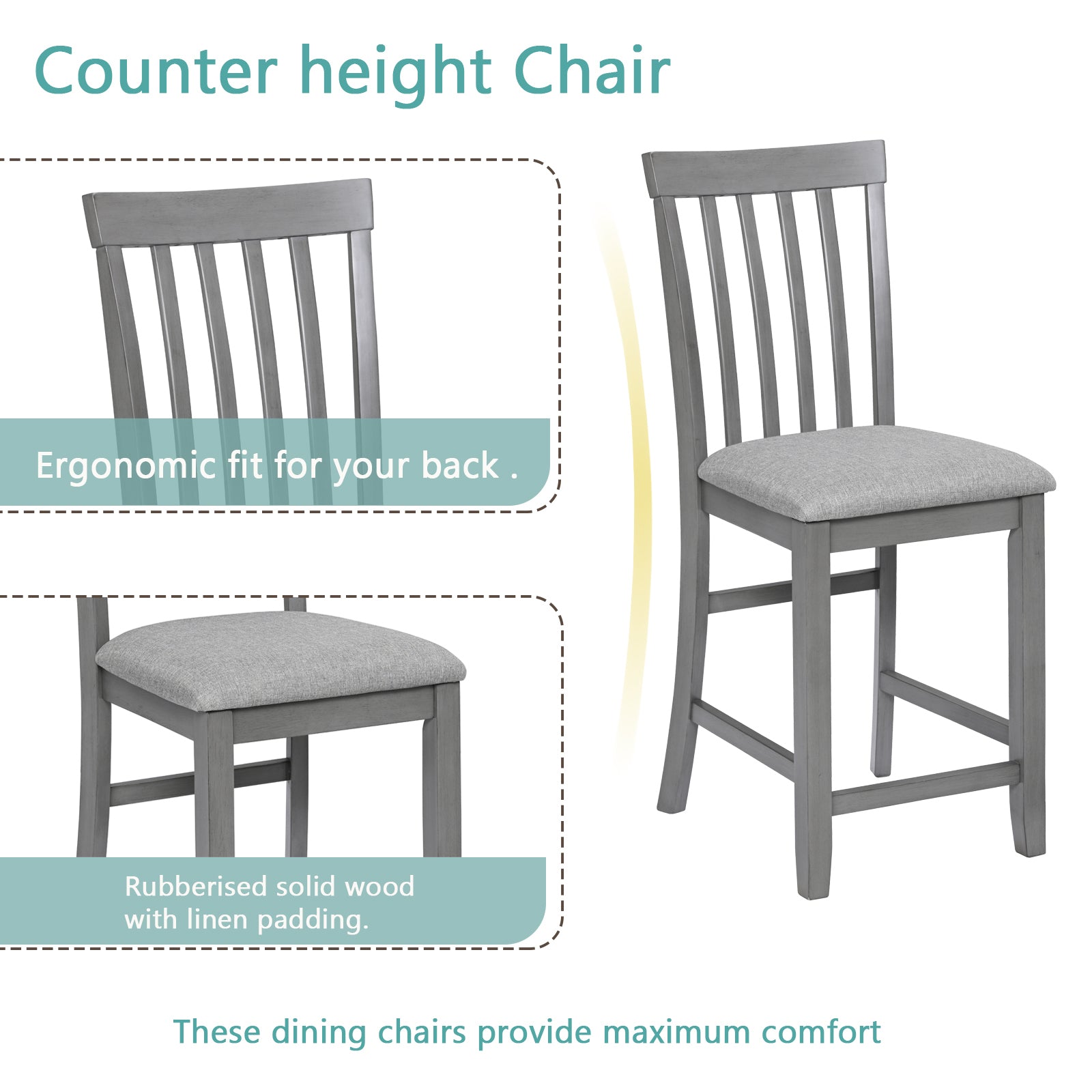5 Piece Dining Set, Square Kitchen Table w/ Chairs