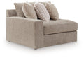 Nexora-Court LAF corner chair in light burlap beige, with textured accent pillows