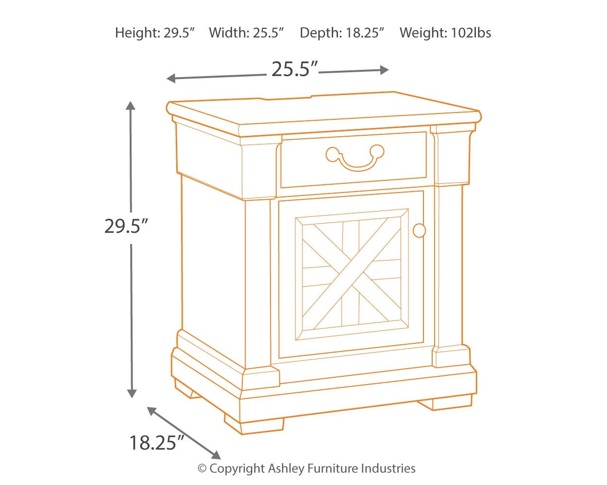 Bolanburg - Antique Brown Light - One Drawer Night Stand