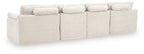 Fannin ivory 4-piece sectional sofa, corner configuration with ottoman