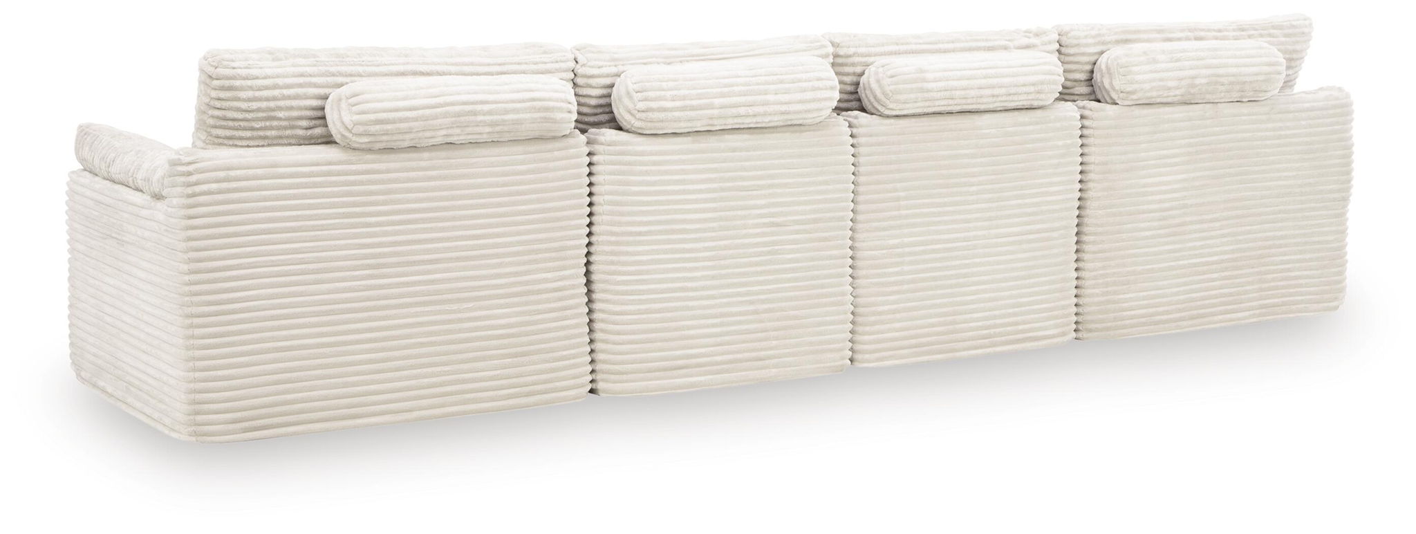 Fannin ivory 4-piece sectional sofa, corner configuration with ottoman